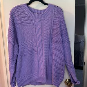Lightly Worn Lavender Time and Tru Cable Knit Crew Neck Sweater - XL